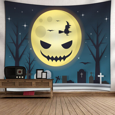

Toponeto Halloween Moon Pumpkin Tapestry Room Bedspread Wall Art Hanging Home Decor Grand