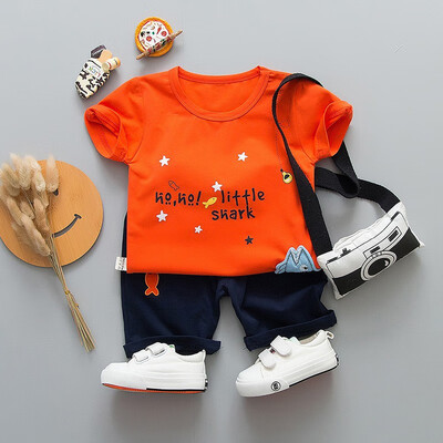 

Summer Baby Boys Cotton Short Sleeve Sets Animal Panda Small Fish Print Tops Blouse T-shirtsShorts Casual Breathable Outfits