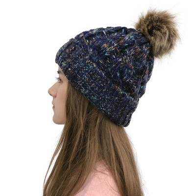 

Gobestart Women Casual Multicolor Outdoor Plush Ball Hats Crochet Knit Beanie Cap