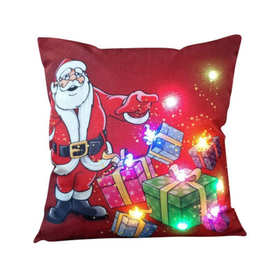

Christmas LED Lights Lit Pillow Cushions Happy Festival Household Creative Velvet Pillowcase