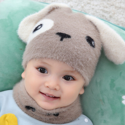 

2pcs Winter Warm Infant Hats Set Unisex Child Beanies Cap Set Baby Kids Ear Hat Scarf For Boys Girls Toddler Hats