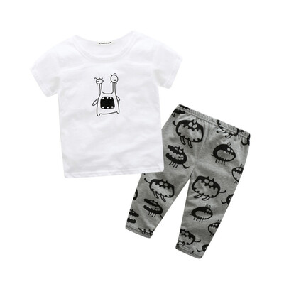 

Spring Autumn Outfits Set Toddler Monster Suits Baby Girls Clothes Infant Baby Clothing Sets Boy Short Sleeve T-shirtPant Kids