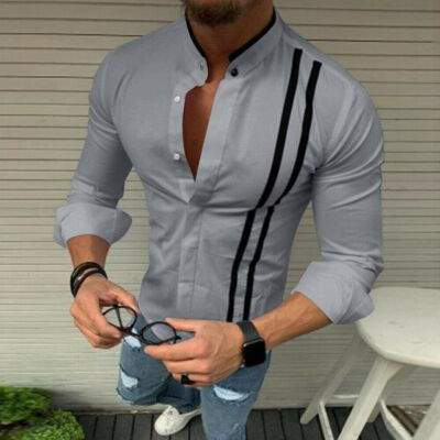 

Fashion Mens Casual Long Sleeve Shirts Formal Slim Fit Shirt Tops Blouse T-Shirt