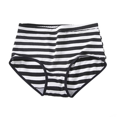 

Women Sweet Cartoon Stripes Print Striped Ice Silk Mid Waist Soft Cotton Briefs Modern Sweet Stretch Panties