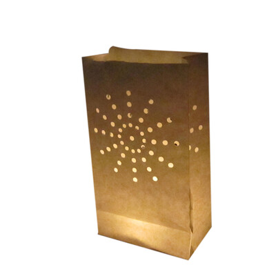 

Double Heart Stars Flame Retardant Paper Candle Party Luminary Bag Fireproof Bag