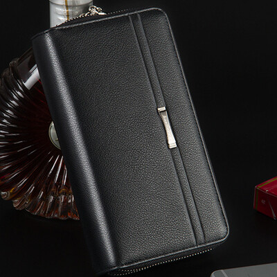 

Business Men Luxury Wallets Long PU Leather Cell Phone Clutch Wallet Purse Hand Bag Top Zipper Large Wallet Card Holders