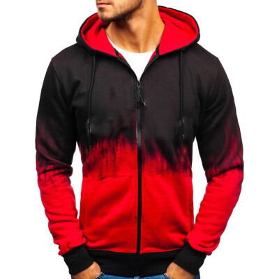 

Toponeto Men Splicing Tie Dyeing Pullover Long Sleeve Hooded Sweatshirt Tops Blouse