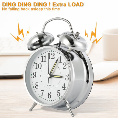 

Bell Alarm Clock Vintage Retro Loud Clocks Battery Bedside Desk Decor
