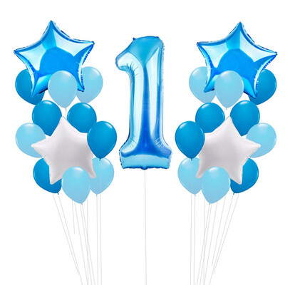 

Toponeto 25pcs Metallic Glossy One Year Old First Birthday 1 Month Number Float Balloon