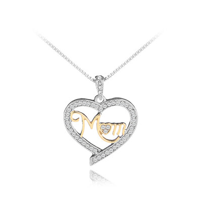 

Love Mom Gift Great Mama Heart Pendant Necklace Silver Plated Jewelry mother day gift ideas For Mother MUM Letters