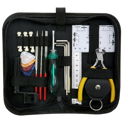 

ammoon Guitar Repairing Maintenance Cleaning Tool Kit Includes String Action Ruler & Gauge Measuring Tool & Hex Wrench Set & Files