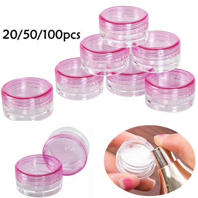 

2050100Pcs 3ml Transparent Pink Plastic Sample Container Cream Packing Box Cosmetics Storage Box