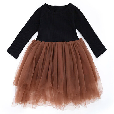 

Autumn Children Cute Dresses Baby Girls Long Sleeve Mesh Patchwork Dress for Kids Clothes