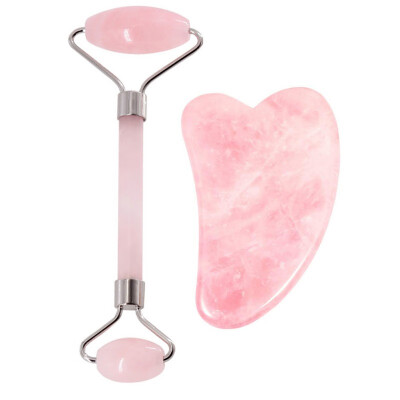 

Jade Roller Gua Sha Tool Set Acupuncture Scraping Natural Rose Quartz Face Massage Slimming Anti Wrinkle Cellulite Neck