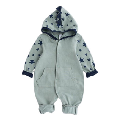 

Spring Autumn Winter Newborn Baby Boys Girls Romper Cute Dinosaur Long Sleeve Warm Clothes Hooded Jumpsuit