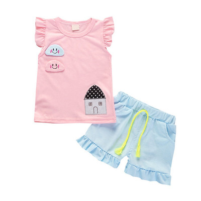 

Summer Tops Baby Girl Clothes Set Cartoon T-shirt Shorts Fashion Baby Clothes Set Vest T-shirt Girls Clothes Set