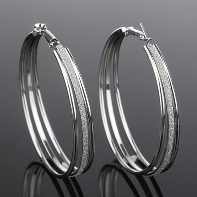 

Fancy Dangle Earrings Lovely Plated Crystal Rhinestone Three Circles Hoop Earrings