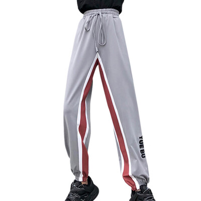 

Women Casual Loose High-Elastic Sports Side Print Leggings Harajuku Feet Nine Points Pants
