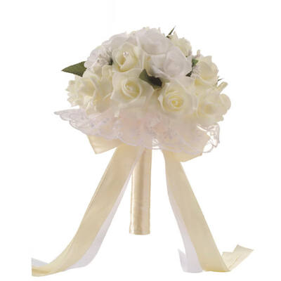 

Wedding Artificial Wedding Bouquets Pearl Rose Bouquet Artificial Bridal Flower for Bride Bridesmaid with Ribbon Wedding Decor