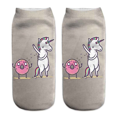 

1Pair Harajuku Food Cartoon 3D Printing Socks Women Fashion Summer Low Cut Ankle Short Socks Female Fresh Style