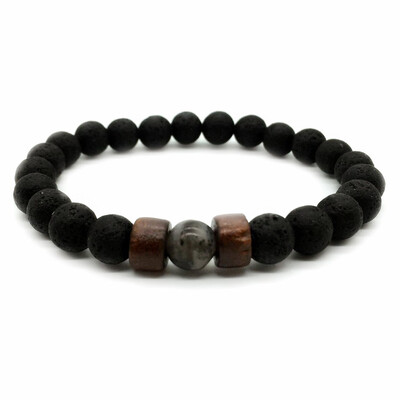 

8 mm Volcanic Stone Wooden Beads Hand Cord Natural Stone Bracelet Unisex Pair Jewellery Hot Gift