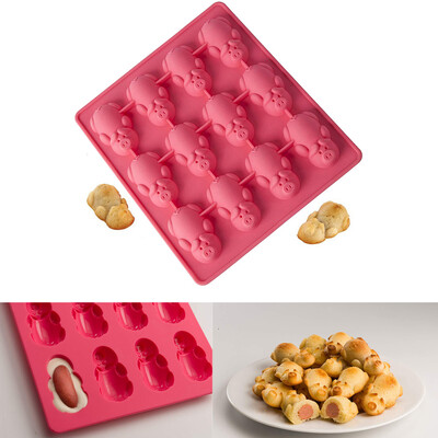 

Gobestart New 1PC Multifunction 12 Little Pig Silicone Cake Baking Pink Mould
