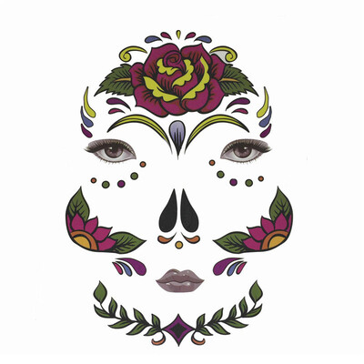 

〖Follure〗Halloween Temporary Face Art Waterproof Mask Sugar Skull Tattoo Beauty Sticker