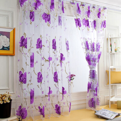 

Gobestart 1 PCS Vines Leaves Tulle Door Window Curtain Drape Panel Sheer Scarf Valances