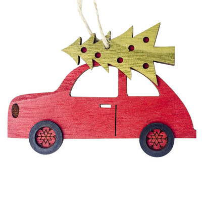 

Gobestart Christmas Decorations Wooden Painted Car Decoration Pendant
