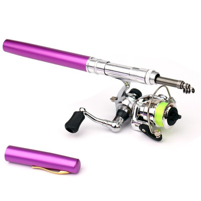 

Portable Pocket Mini Fishing Rod Telescopic Fishing Pole Pen Shape Folded Fishing Rod With Metal Spinning Reel Wheel