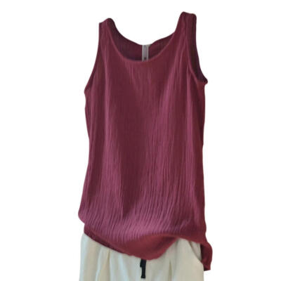 

Women Camisole Cotton Linen Sleeveless Vest Summer Pure Color Tank Tops