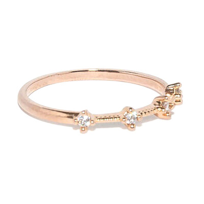 

Dainty Four Crystal Stone Rose Gold Filled Ring Simple Wedding Band Minimal Stacking Rings