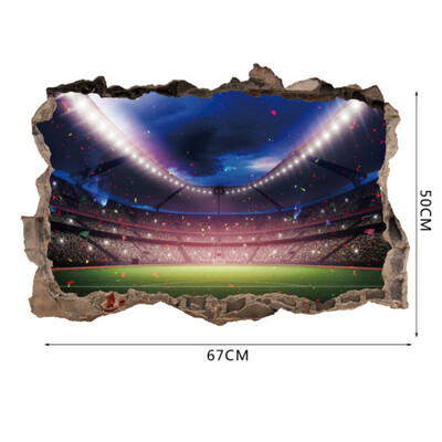 

Broken Wall 3D Soccer Field wall stickers for kids baby rooms bedroom home decoration mural poster football sticker art decals