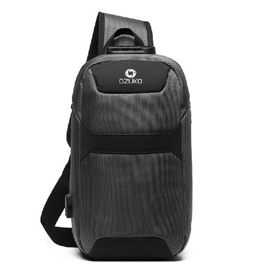 

ozuko Portable Fashion Large Capacity Multi-Function Man Chest Bag Waterproof Anti-Theft USB Charge Port Chest Pack With Lock