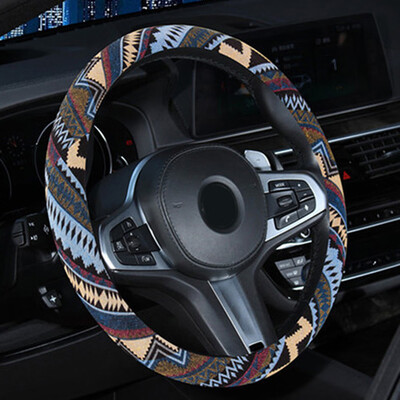 

1x 38cm Car Auto Steering Wheel Cover Case Ethnic Style Old Coarse Linen Parts