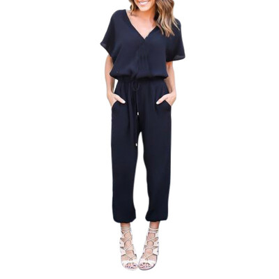 

2018 Women Summer Short Sleeve Chiffon Romper Jumpsuit Loose Casual Bodysuit Hot X3
