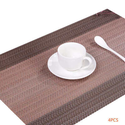 

4pcs Heat-Insulation Placemats Non-slip Anti-fouling Table Pad Washable PVC Family Kitchen Dinning Mat