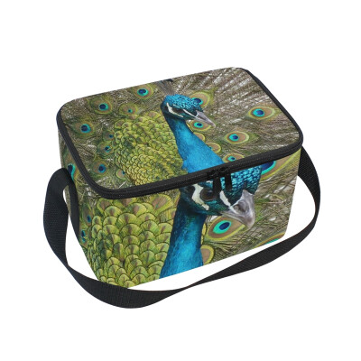 

ALAZA Lunch Box Insulated Peacock Animal Lunch Bag Large Cooler Tote Bagfor Men Women