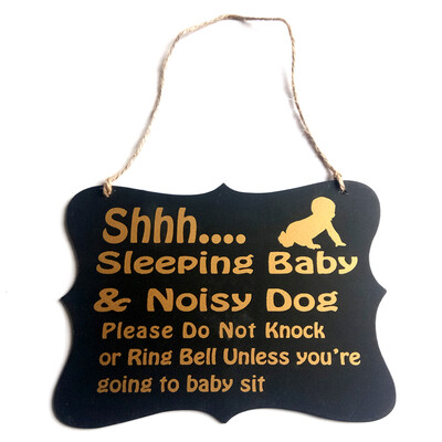 

Wall Hanging Ornament Painted Wood Decorative Shhh Baby Sleeping Door Sign Black Decoration for Home Party Supply Style 2