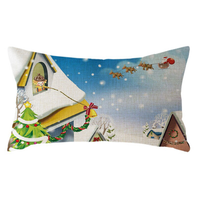 

Tailored Christmas Santa Claus Pillow Case Linen 30x50cm Throw Cushion Cover Home Decor