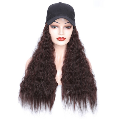 

Gobestart Baseball Cap Hat Wig Wavy Curly Long Synthetic Hair Hat Hairpiece Wigs For Women