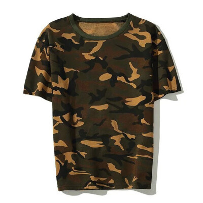 

Men Casual Short Sleeve Bottoming Round Collar T-shirt Camouflage Print Loose Tops