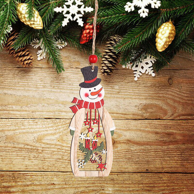 

Gobestart Christmas Decorations Wooden Pendant Creative Santa Claus Openwork Ornament