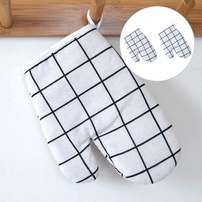 

Gobestart Kitchen Cooking Cotton Microwave Oven Gloves Mitts Pot Pad Heat Proof Protected