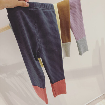

Girls Autumn Winter Children Toddler Kids Cotton Clothing Thickening Color Matching Wave Threaded Trousers Leggings Girls Pants
