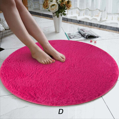 

〖Follure〗80cm Soft Coral Velvet Round Rug Anti-skid Doormat Carpet Bath Living Room Rug