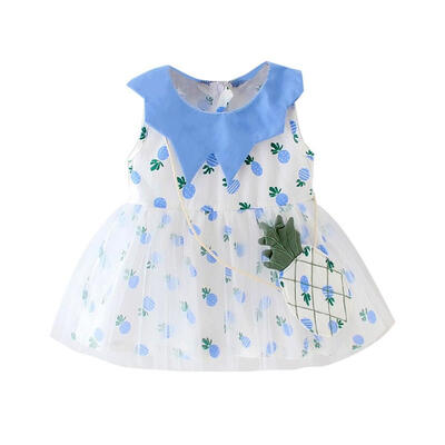 

Summer Baby Girl Casual Tutu Dress Toddler Pineapple Pattern Sleeveless Cotton Dresses Outfits With Bag 3-42M