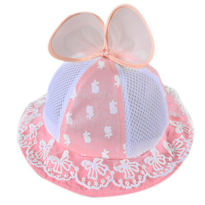 

Cute Summer Mesh Baby Girl Printed Lace Hat Beach Cap Bow Bucket Sun Cap