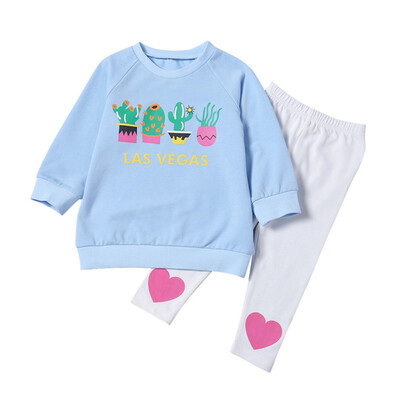 

Autumn Baby Girls Clothes Set Kid Cartoon Print T shirt Outfits Set Toddler Warm Blouse Trousers Pants Clothes