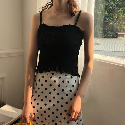 

Woman Short Top Summer Ruched Sexy Tops Strapless Shirts For Woman Knitted Camis Female Tops